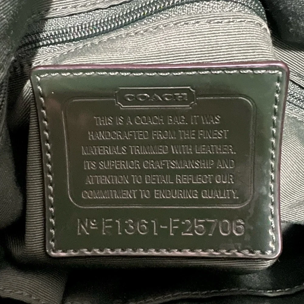 Vintage Coach Y2K Signature Canvas Tote Monogram Dark Green Leather Medium